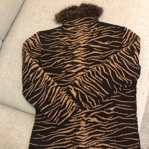 Les Copains Wool Fur Collar Sweater